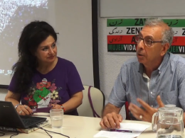 Nilufar Saberi y Waleed Saleh en la conferencia organizada por el CAUM y Europa Laica